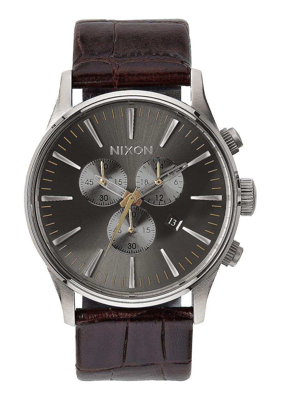 Watches - Nixon Sentry Chrono Leather Brown Gator Watch